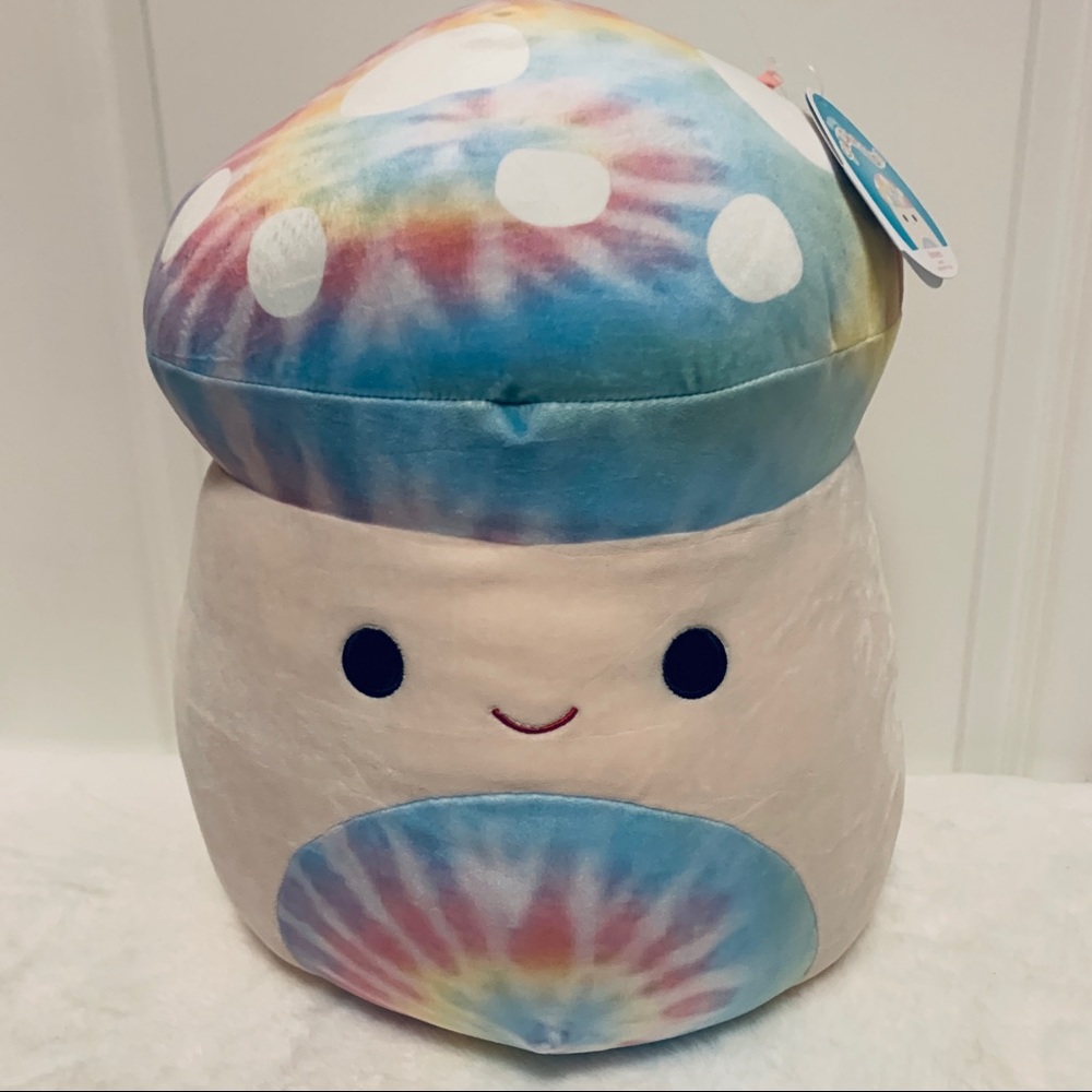Squishmallow Kervena Mushroom 🍄, Rainbow 🌈 Tie Dye, Imported 🇺🇸, 14” New